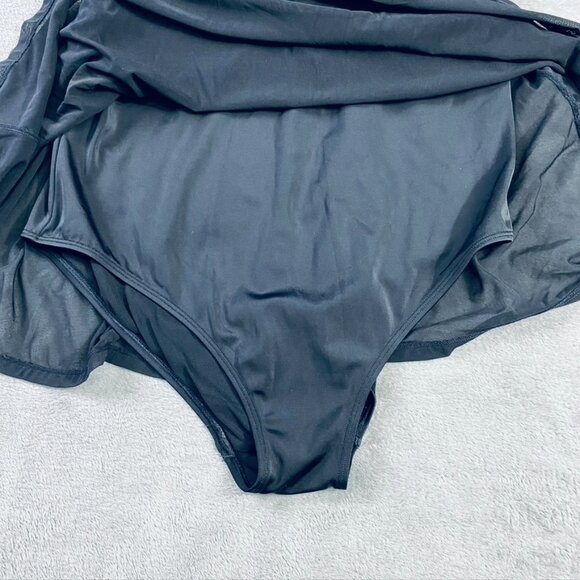 Torrid Underwire Long Mesh‎ Overlay Swim Dress With Brief 1 D/DD Deep Black - Picture 4 of 15